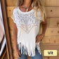 💥Last Day Special Sale 60% OFF👚Women's Solid Colour Short Sleeve T-shirt With Hot Print And Frayed Hem