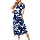 👗2026 Summer Hot Sale 50% OFF🌈Women's V neck Ankle Length Floral Print Beach Long Flowy  Maxi Dress with Pockets🎀