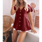 💖Last Day 50% OFF💖Women's Short Sleeve V Neck Ruffle Hem Blouse Top