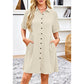 💃2026 Summer Hot Sale 70% OFF✨Women's Short Sleeve Button Down Textured Babydoll Dress Dress with Pockets