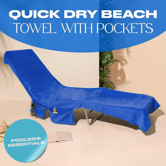 🫧Summer Hot Sale 50% OFF🏖️Sun Lounger Towel in Bag with Pockets Storage