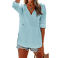 ⏰Limited Time Sale-50% OFF🏖️Women's Oversized Hooded Beach Cover Up-Long Sleeve V-Neck Pocket Shirt