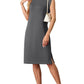 💐Summer Sale 49% OFF💙Women Round Neck Loose Split Wrinkle-Free Midi Dress with Pockets