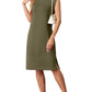 💐Summer Sale 49% OFF💙Women Round Neck Loose Split Wrinkle-Free Midi Dress with Pockets
