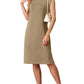 💐Summer Sale 49% OFF💙Women Round Neck Loose Split Wrinkle-Free Midi Dress with Pockets