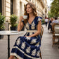 👗New arrival 40% OFF!🏖️Women's V-Neck Baroque Print Flowy Maxi Dress