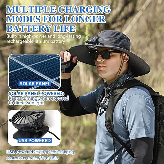 🎁Summer Hot Sale-50% Off🌞2025 New Ultralight Solar Fan Sun Hat – Lighter Than a Baseball!⚾(Only 11oz)