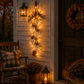 Rustic White Pumpkin Hanging Swag – 5-Pumpkin Fall Wall & Door Decor