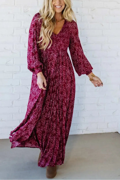 🎅Christmas Special Deal 49%OFF-💃Women’s Floral Rayon Smocked-Waist Lined Maxi Dress