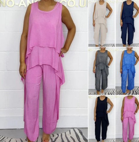 ⏳Limited Sale 49% OFF🌸Casual sleeveless loose top and pants suit