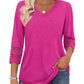 💖2025 New Style👚Women’s Solid Casual V-Neck Top with 3/4 Sleeves