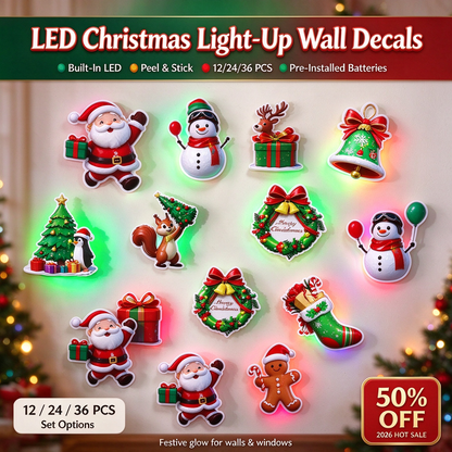 🖤Black Friday Sale: only ￡7.99!! 💞50K+ SOLD! 🎄✨ 50% OFF! LED Christmas Light-Up Wall Decals – built-in LED, pre-installed batteries, 12/24/36pcs. Peel & stick festive glow for walls & windows! 🎅💡