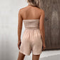🎉Last Day Promotion 49% OFF💃Women's Fake Buttons Frill Trim Shirred Tie Front Wide Leg Tube Romper