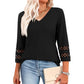 💖2025 New Style👚Women’s Solid Casual V-Neck Top with 3/4 Sleeves