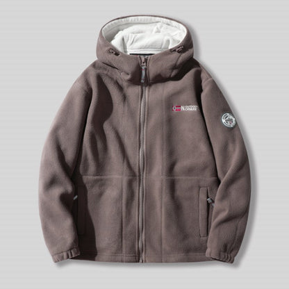 🎁Men's Double-Faced Faux Fleece Warm Hooded Jacket