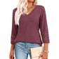💖2025 New Style👚Women’s Solid Casual V-Neck Top with 3/4 Sleeves