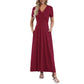 👗2026 Summer Hot Sale 50% OFF🌈Women's V neck Ankle Length Floral Print Beach Long Flowy  Maxi Dress with Pockets🎀
