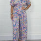 Women's V-Neck Printed Short-Sleeve Jumpsuits
