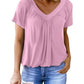 🎁Hot Sale 50% OFF⏳Women's Casual Pleated V-Neck Short-Sleeve Top
