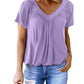 🎁Hot Sale 50% OFF⏳Women's Casual Pleated V-Neck Short-Sleeve Top