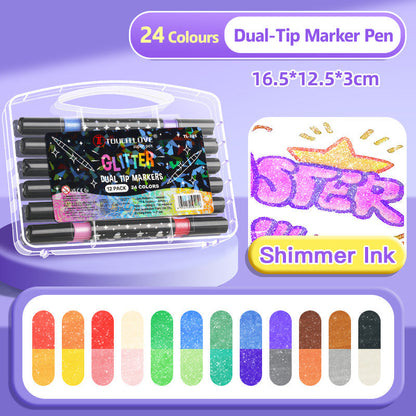 ⏳Last Day-50% Off✨🌈Dual-Tip Glitter Marker Pen