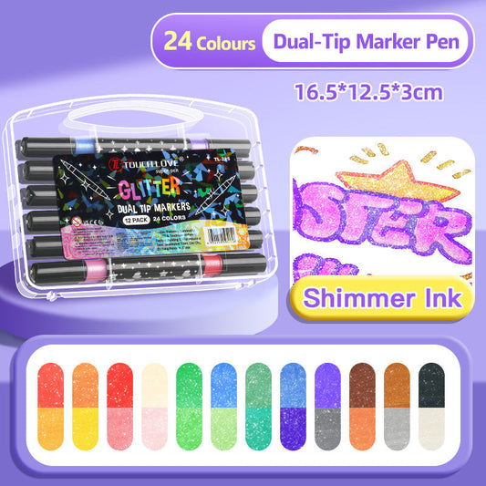 ⏳Last Day-50% Off✨🌈Dual-Tip Glitter Marker Pen
