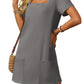 ✨Clearance Sale-50% Off👗Women's Casual Square Neck Pocket Short Sleeve Dress with Pockets