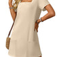 ✨Clearance Sale-50% Off👗Women's Casual Square Neck Pocket Short Sleeve Dress with Pockets