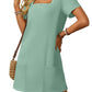 ✨Clearance Sale-50% Off👗Women's Casual Square Neck Pocket Short Sleeve Dress with Pockets