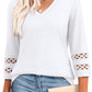 💖2025 New Style👚Women’s Solid Casual V-Neck Top with 3/4 Sleeves