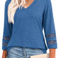 💖2025 New Style👚Women’s Solid Casual V-Neck Top with 3/4 Sleeves
