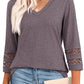 💖2025 New Style👚Women’s Solid Casual V-Neck Top with 3/4 Sleeves