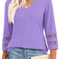 💖2025 New Style👚Women’s Solid Casual V-Neck Top with 3/4 Sleeves