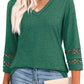 💖2025 New Style👚Women’s Solid Casual V-Neck Top with 3/4 Sleeves