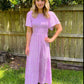 🌷Early Summer Sale-50% Off🌸2026 Summer Casual Floral Print Short Flutter Sleeve Crew Neck Smocked High Waist Flowy Maxi Dress