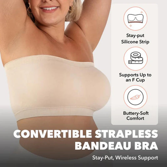 🎁Last Day-60% OFF🤩🔥Convertible Strapless Bandeau Bra with Wireless Comfort, Anti-Slip Grip & Removable Straps