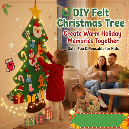 🎅Xmas Hot Sales - 50% OFF!🎄DIY Felt Christmas Tree for Kids✨32 Reusable Ornaments + Fairy Lights