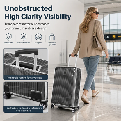 ⏳LAST DAY - 50% OFF!🧳Clear Waterproof Luggage Cover, Transparent Anti-Scratch Dustproof Suitcase Protector, Fits 22/24/26/28 Inch Suitcases