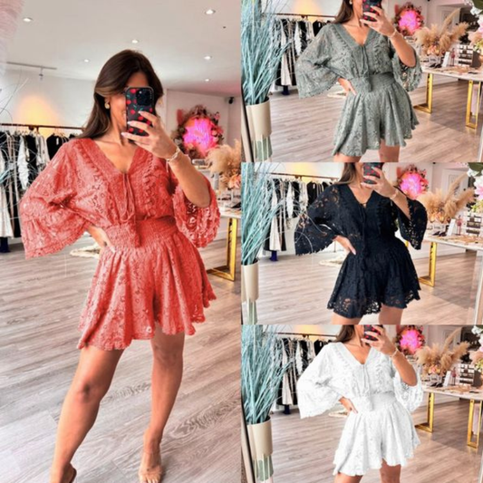 🔥Hot Sale-50% OFF💕Casual Short V-Neck Lace Suit