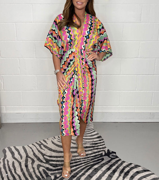 🔥Hot Sale 49%-OFF🔥Printed  Kimono Midi Dress