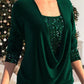 🎅Christmas Sale-50% Off🎁Sequin Loose Smocked Fake Two-Piece Top