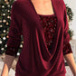 🎅Christmas Sale-50% Off🎁Sequin Loose Smocked Fake Two-Piece Top