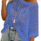🥰Summer Hot Sale🌿Womens Casual Short Sleeve Hollow Out Pullover Knit Tops