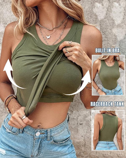 🔥SUMMER SALE 50% OFF💕Women's Ribbed Tank Top with Shelf Bra