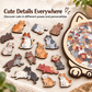 🎁60% OFF🧩135-Piece Morandi-Colored Cat Shaped Wooden Jigsaw Puzzle
