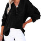 💥2025 New Fashion❤️‍🔥Womens Casual Button V Neck Long Sleeve Shirts Oversized Solid Blouses Tops