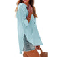 ⏰Limited Time Sale-50% OFF🏖️Women's Oversized Hooded Beach Cover Up-Long Sleeve V-Neck Pocket Shirt