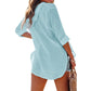 ⏰Limited Time Sale-50% OFF🏖️Women's Oversized Hooded Beach Cover Up-Long Sleeve V-Neck Pocket Shirt