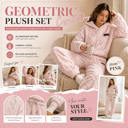 ✨Embossed Geometric Plush Set – Timeless Comfort & Effortless Style For Every Occasion