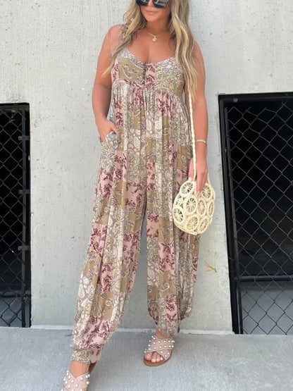 🔥Hot Sale🔥Cooper Patchwork Druck Lose Jumpsuit